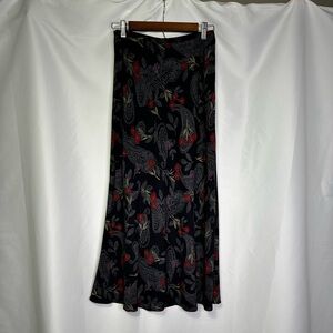 Vintage Dark Floral Chiffon A Line Maxi Whimsy Goth Buffy Friends 90's Y2K